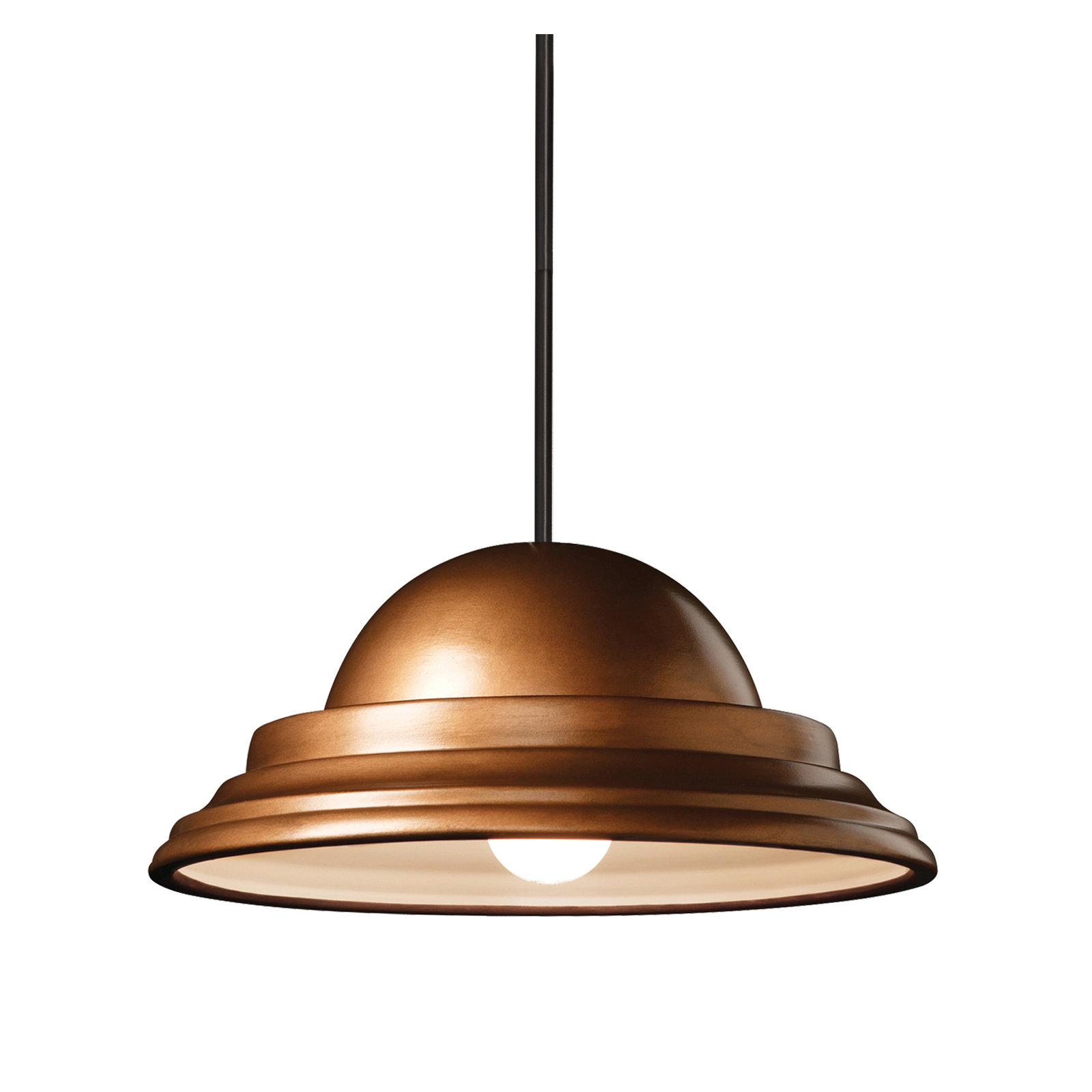 Leni Single Light Ceramic Dimmable Pendant, Matte Black, Antique Copper, Yes