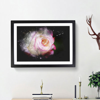 Pink Tipped Rose - Picture Frame Graphic Art Print