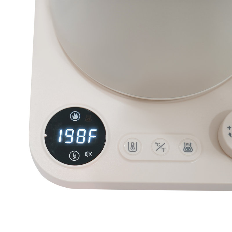 Oukaning 1200W 0.24Gal Tabletop Electric Gooseneck Tea Kettle Adjustable Temperature With Timing Function, White