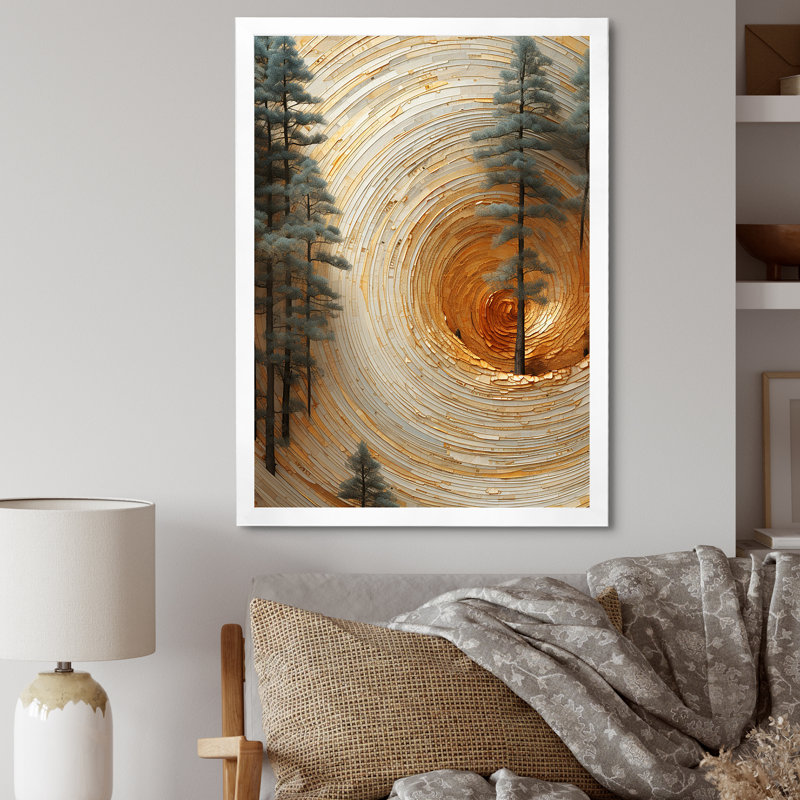 Abstrait pin en spirale Serenity II - Botanicals, art mural, Gold Picture Framed, 40" H x 30" W