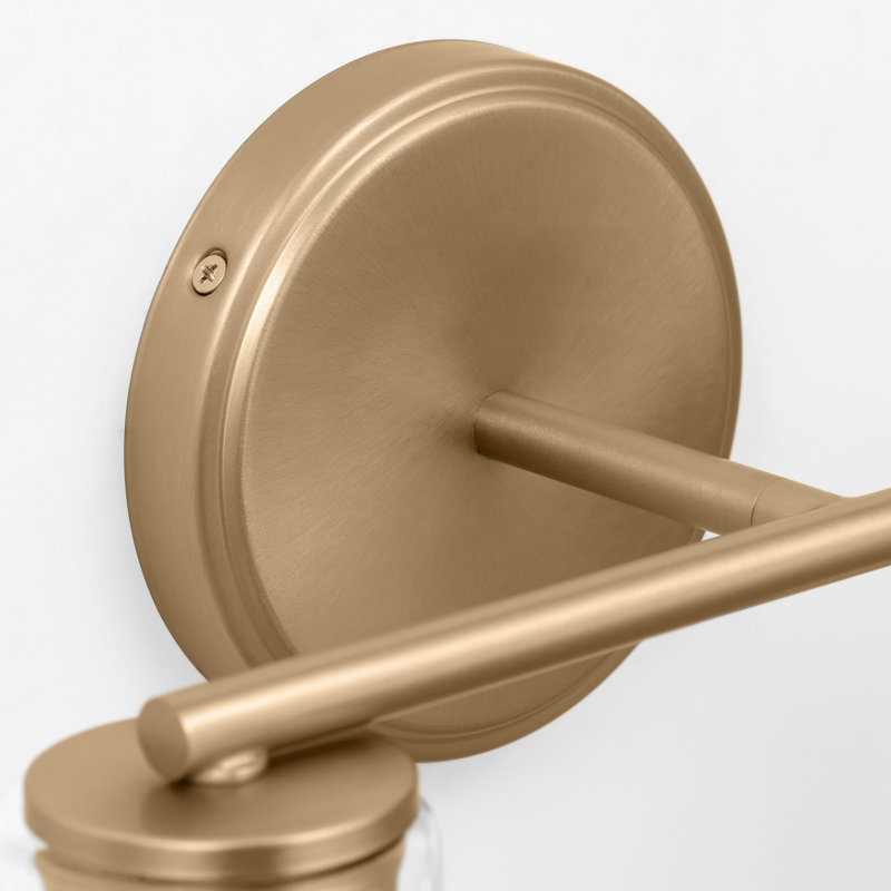 Satin Brass 2-Light Wall Sconce with Clear Glass Shades