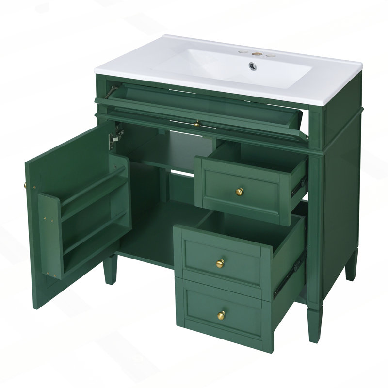 Meuble-lavabo moderne avec plusieurs tiroirs et des fonctionnalités avancées pour un rangement optimal