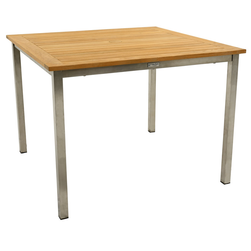 Avanti Teak Stainless Steel Outdoor Square Dining Table