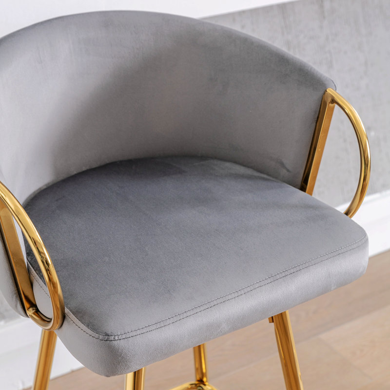 Chaise d'appoint, tabouret de bar Rinus, gris