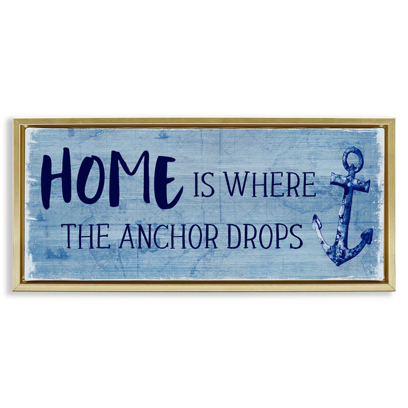 Home Is Where Anchor Drops, Cadre flottant métallique doré, H 14 po x l 31 po