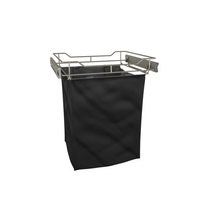 Full Extension Classic Satin Metal Slide-out Laundry Hamper for Cabinets with Removable Bag (18" Width)