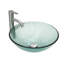 Lavabo vasque de salle de bain en verre trempé avec bonde escamotable, bol rond en verre trempé (sans robinet)