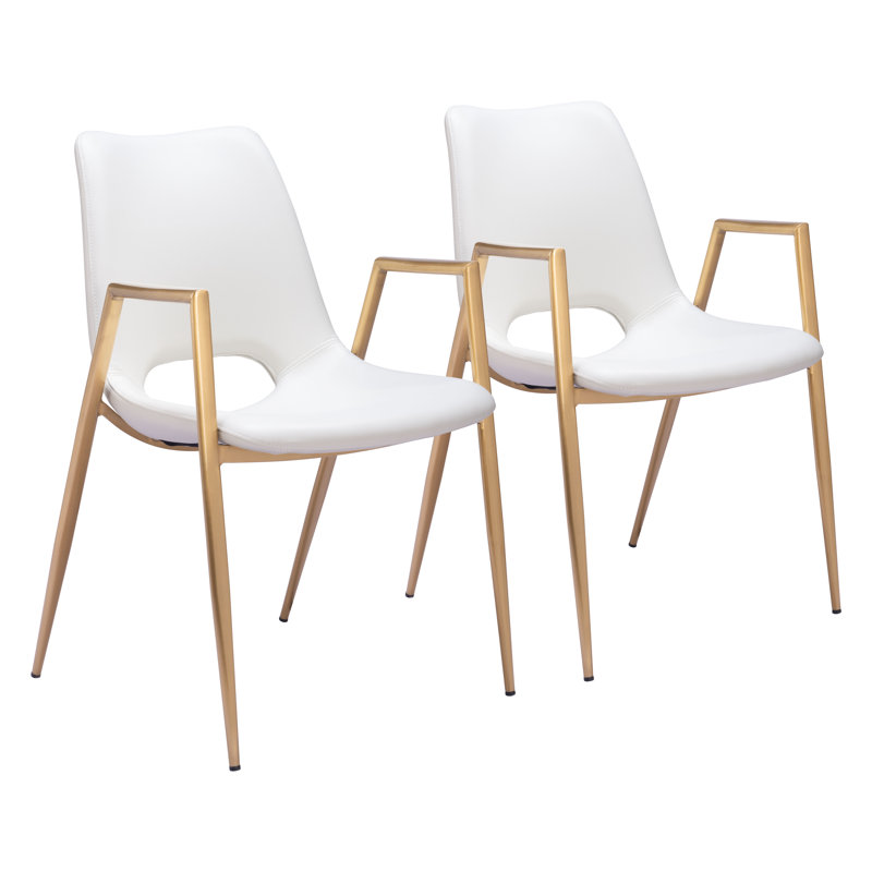 Chaise de salle à manger, Blanc, Or