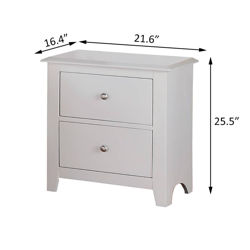 Table de chevet 2 tiroirs Mord, Blanc