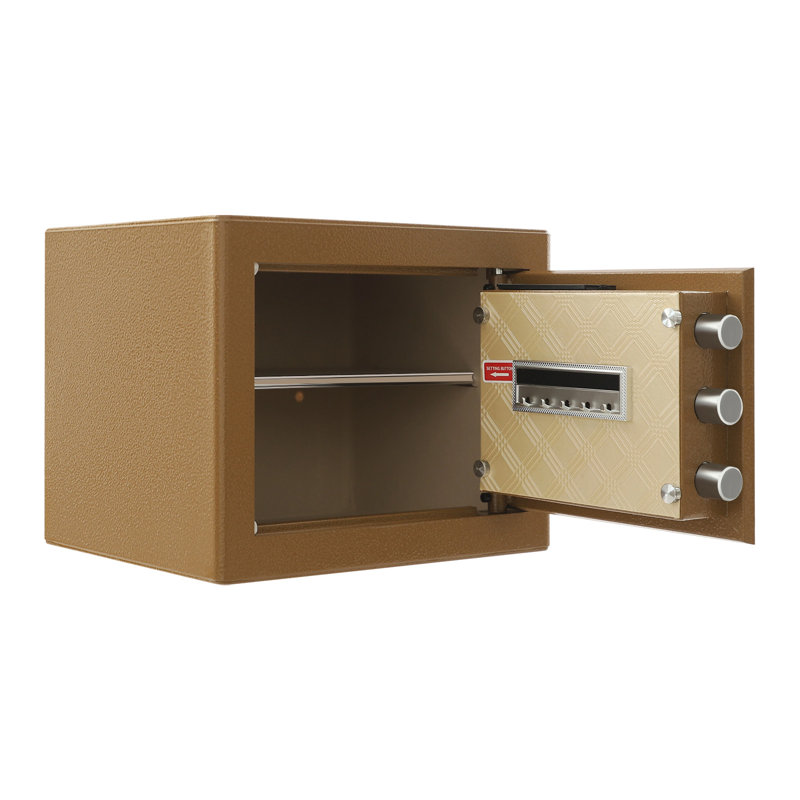 Coffre-fort de maison numérique, coffre-fort de sécurité pour objets de valeur en argent avec 2 clés, Café