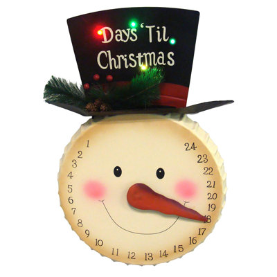 20" Pre-Lit Beige and Black Artificial Christmas Snowman Advent Calendar