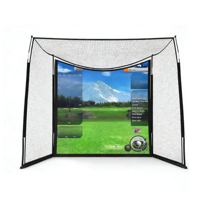 10ft Golf Hitting Net, with Blank Simulator Screen, Fiberglass Support shafts Golf Frame, Suitable for Players of All Skill Levels