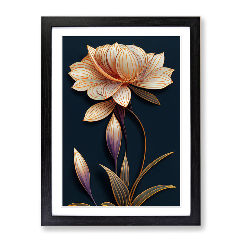 Flower No.6 - Single Picture Frame Print, 64cm H x 46cm W x 2cm D, Black Framed