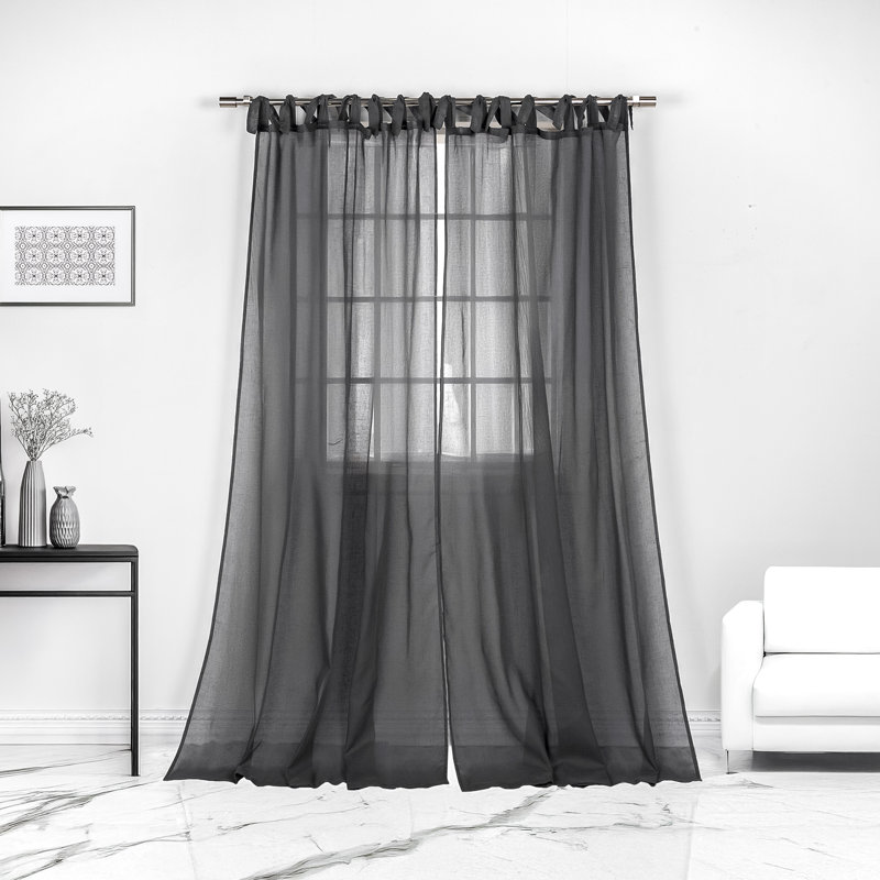Elyse Sheer Curtain Panel Pair, Dark Gray, 52" W x 84" L