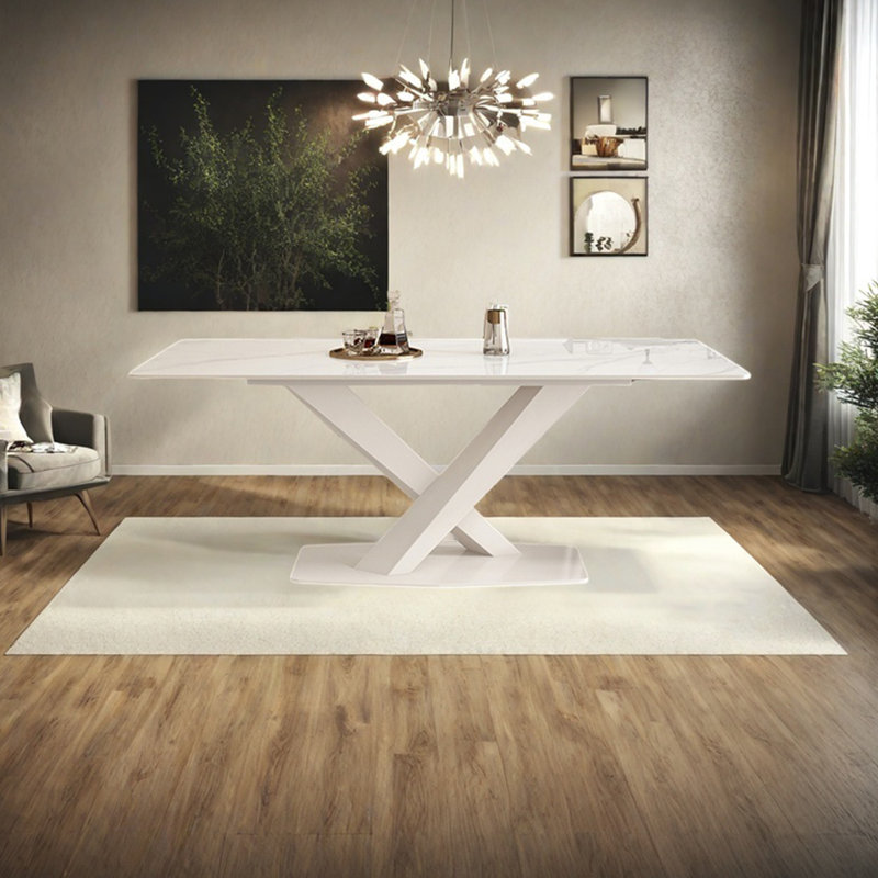 Cream Style Square Dining Table, 29.52"H x 70.86"L x 35.43"W