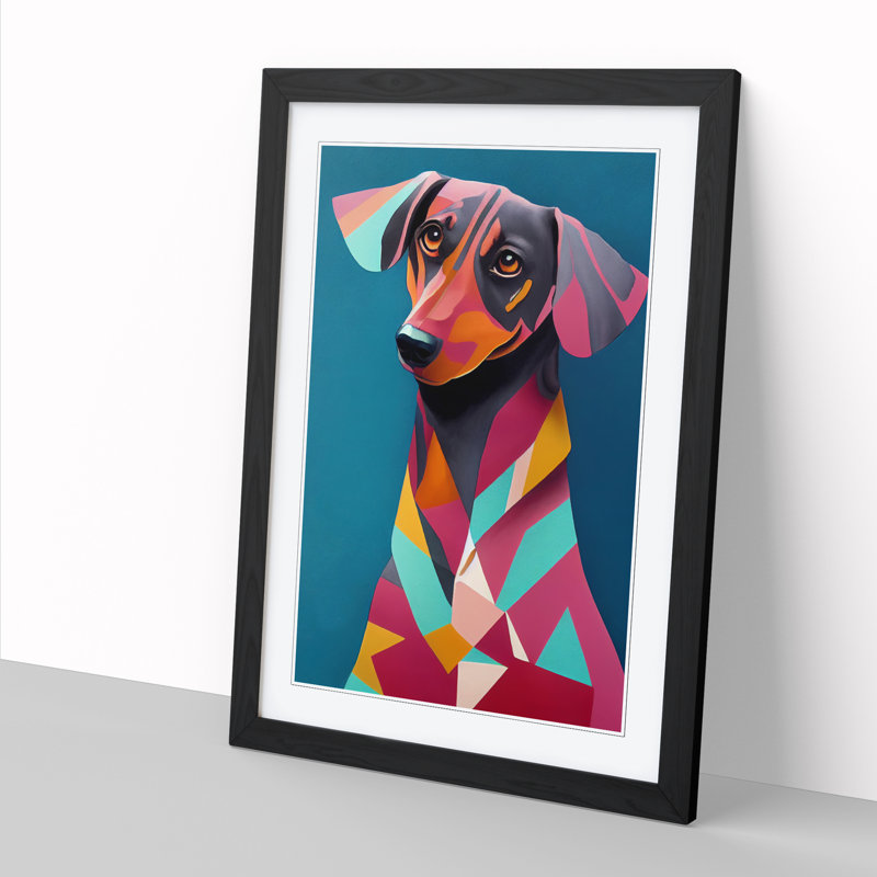 Hildale Dachshund In Colour Vol.1 - Picture Frame Print, 64cm H x 46cm W x 2cm D, Walnut
