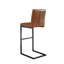 Tabouret de bar brun en similicuir de forme carrée, siège ergonomique, idéal pour îlot de cuisine, comptoir pour la maison et la salle à manger, 2 de style minimaliste avec structure en métal noir robuste, dossier et barres adaptées
