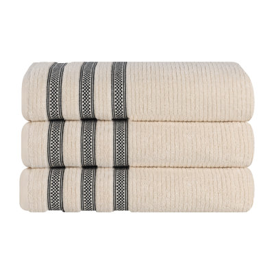 3-Piece Geometric Zero-Twist Cotton Towel Set