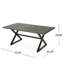 Table de salle à manger d'extérieur, plateau rectangulaire gris de 71 pouces, pieds en acier noir
