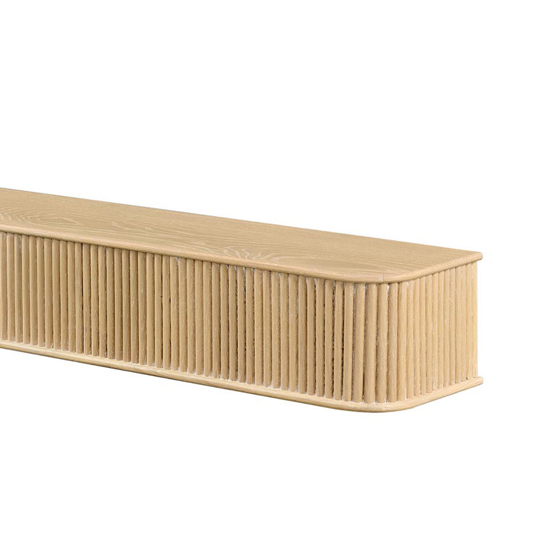 Modern Ember Alfama  Fireplace Wood Mantel Shelf with Fluted “Reed” Details, 72", Umber
