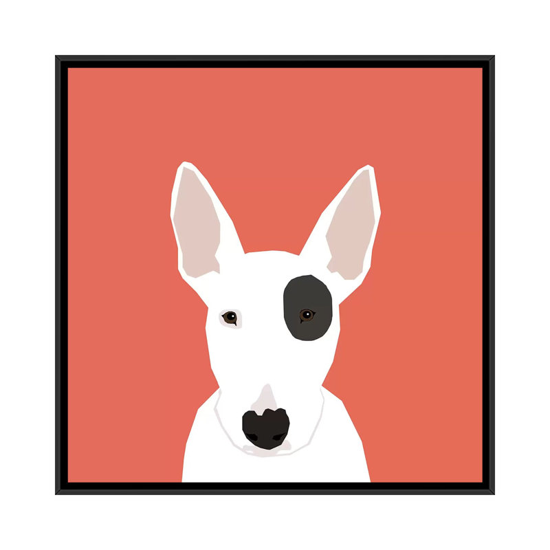 Bull terrier, impression sur toile tendue, H 18 po x l 18 po x P 1,5 po, Toile avec cadre noir, Pas de tapis