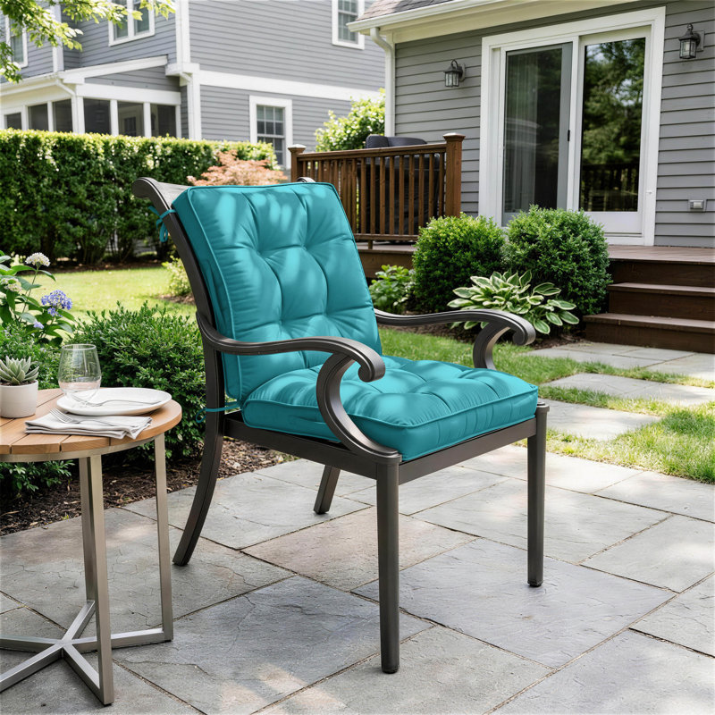 1 Piece Outdoor/Indoor High Back Chair Cushions, Available in 2 sizes, Lake Blue, 21" W x 21" D