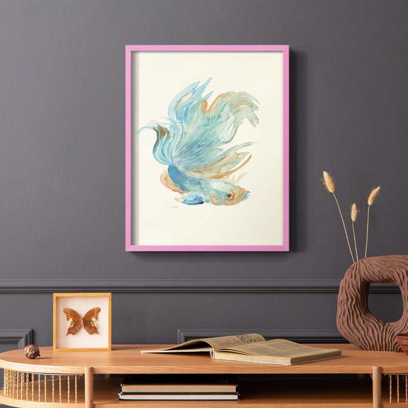 Betta I, reproduction encadrée - bois massif, Rose, H 10 po x l 8 po