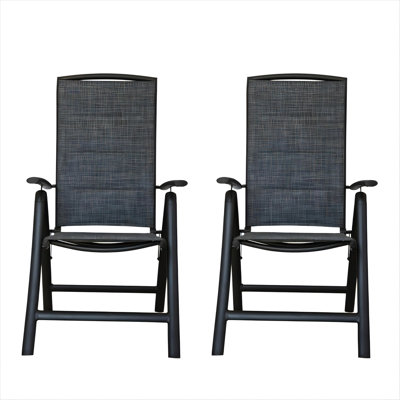 Patio Reclining Chairs - Aluminium Frame & Breathable Mesh Fabric Ergonomic Design For Maximum Comfort 350 Lbs Capacity 2 With Adjustable Gardens Dark Gray