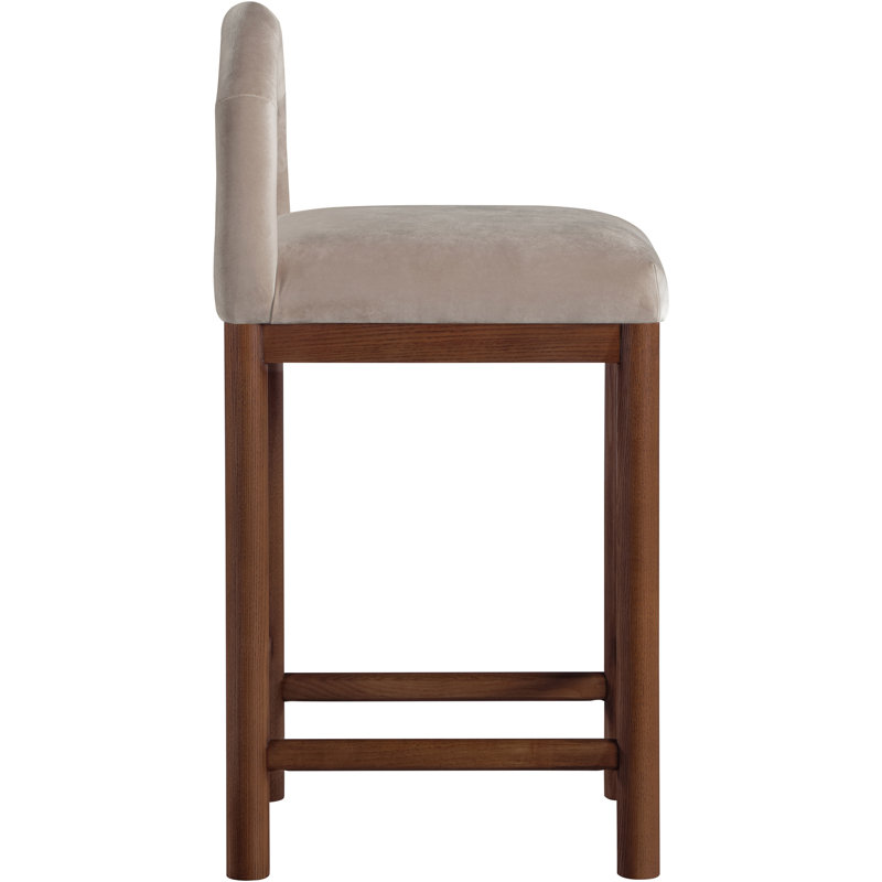 Conrad Letcher Velvet Counter Stool, Taupe Velvet Seat/Brown Frame