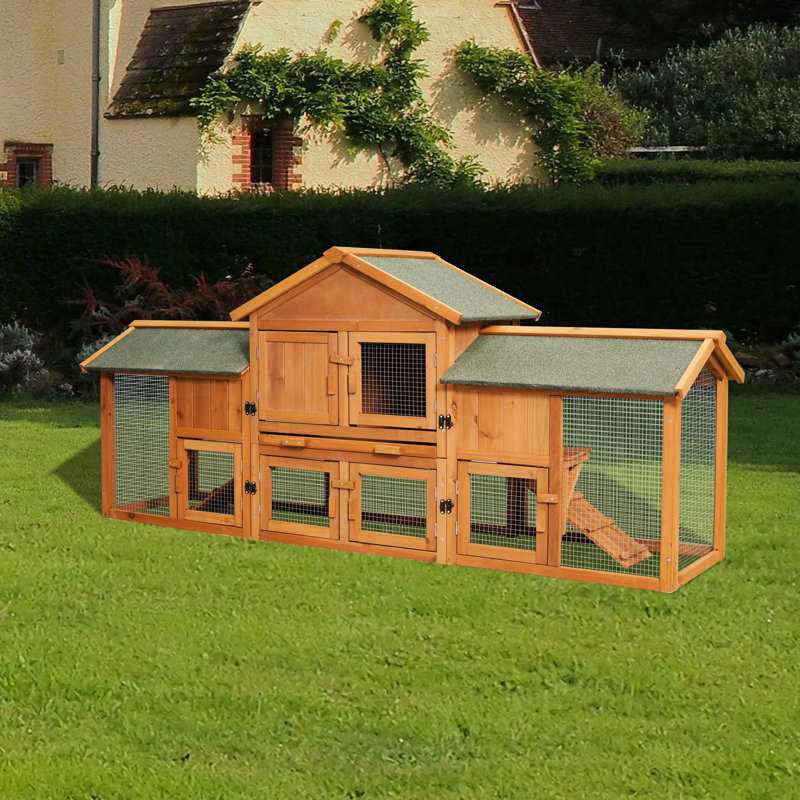 Cage de 79,5 po avec 2 couloirs pour petits animaux, plateau amovible, toit imperméable à deux niveaux et enclos pour animaux de compagnie, cochon d'Inde généreux, hamster