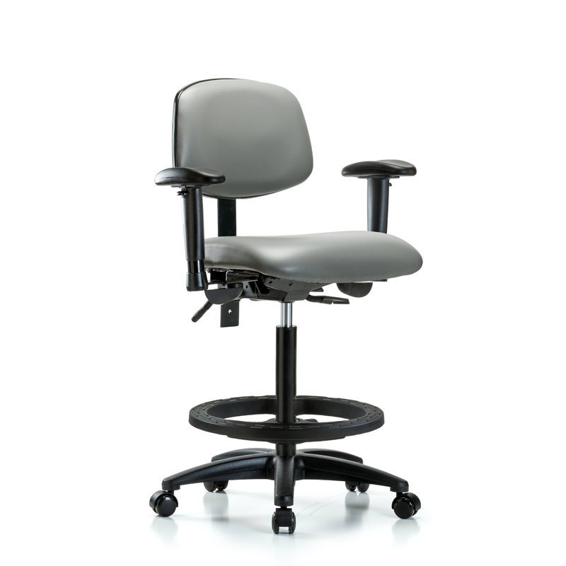 Chaise de travail Laderick, Roulettes, Argenté, Oui