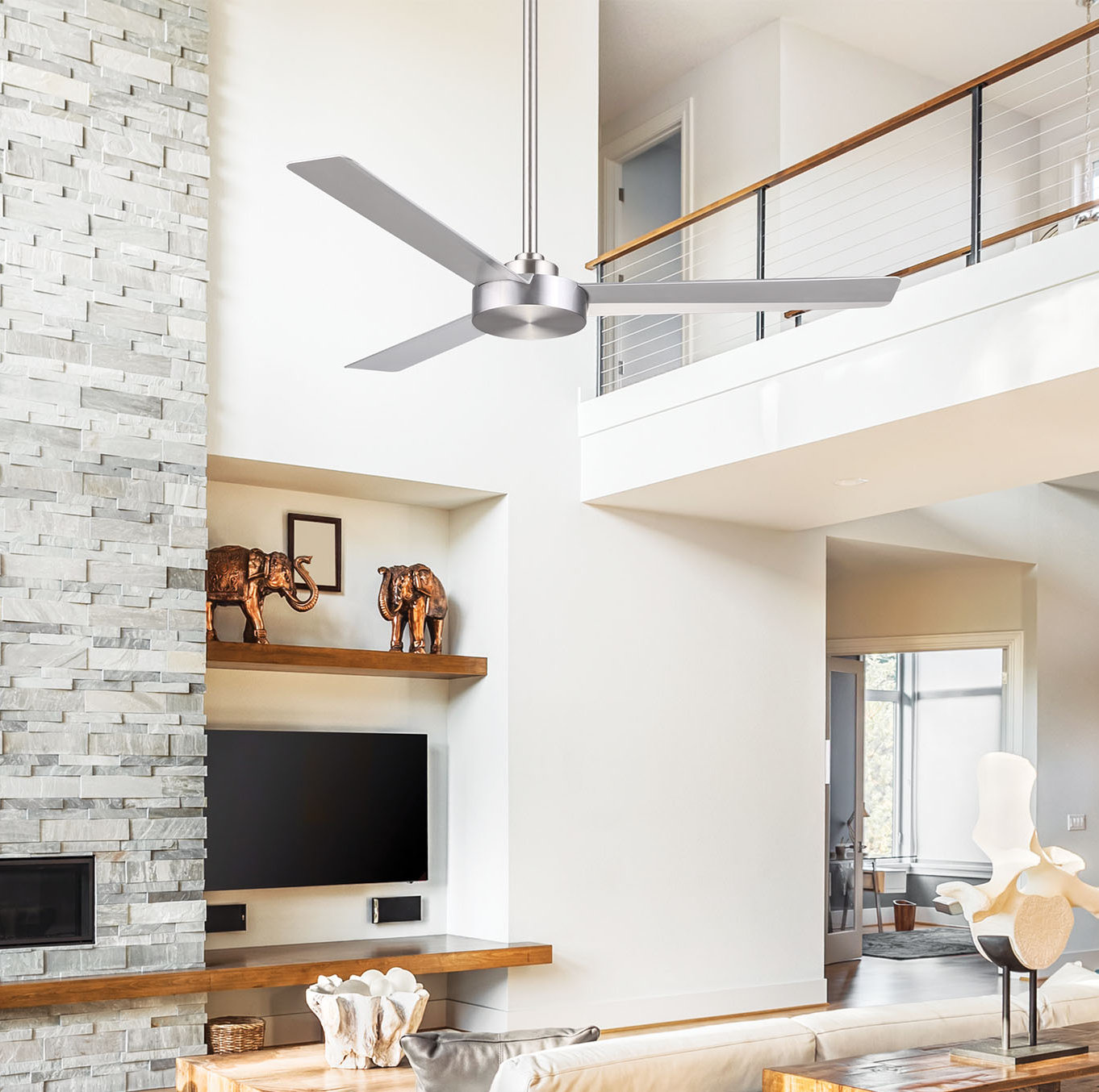 Roto 52" Ceiling Fan, Brushed Aluminum