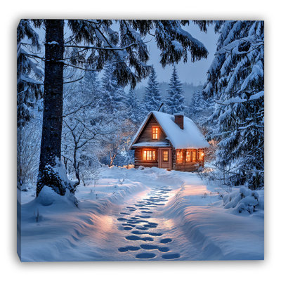 Village Lane Winter Glow-Wrapped Canvas Wall Art
