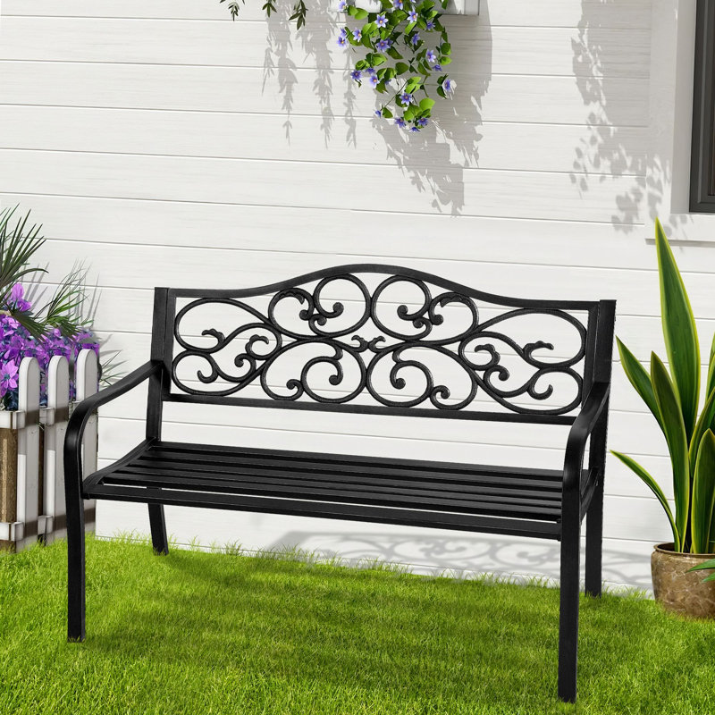 Banc d'extérieur en métal Marlowes, Noir