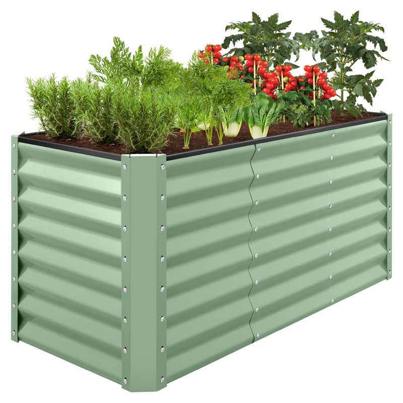 Metal Raised Garden Bed for Outdoor, Sage Green, 24" H x 48" W x 24" D