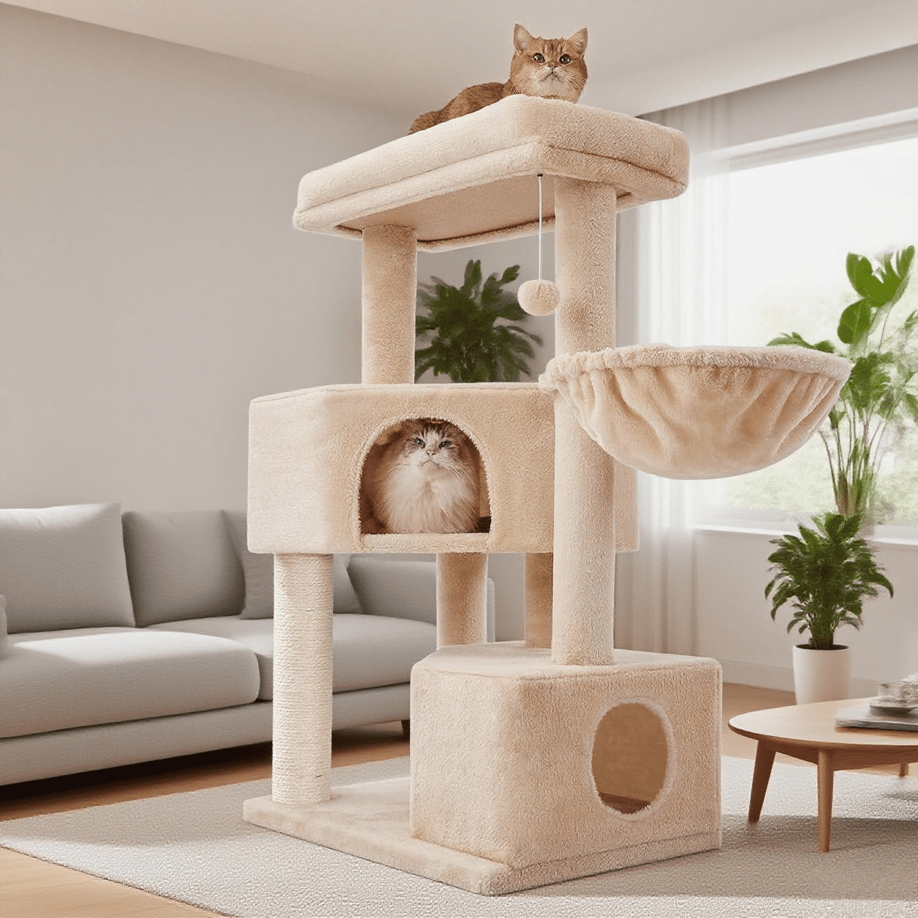 Tucker Murphy Pet™ Cat Tree for Medium-Large Cats, Multi Level Play Tower Condo,Heavy Duty Cat Tower with 2.8in Posts & Washable Top Perches & Reviews | Wayfair
