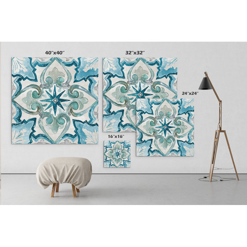 « caraïbes tile ii », reproduction de peinture à l’acrylique sur toile tendue de galerie, H 40 po x l 40 po x P 1,5 po