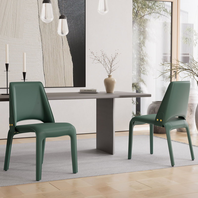 Saddle Leather Dining Chair, Green
