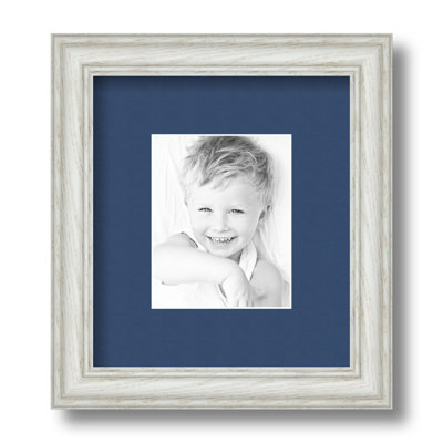 White Wood Matte Picture Frame with Mat