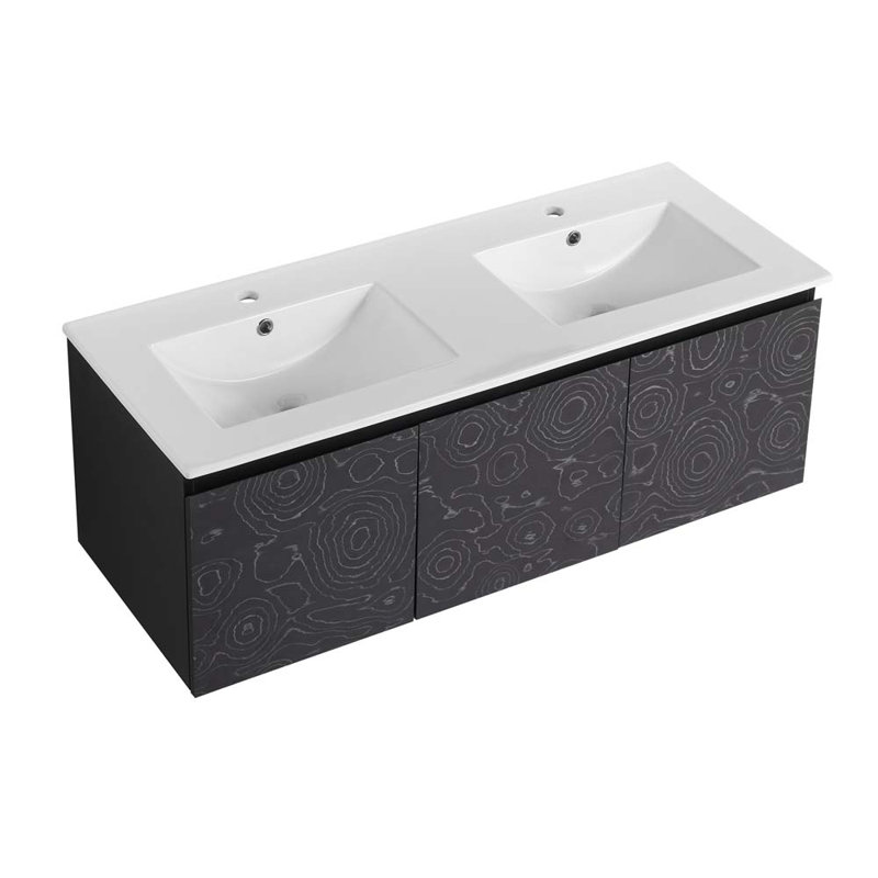 Meuble-lavabo double 47,6 po avec plateau en céramique Clerge