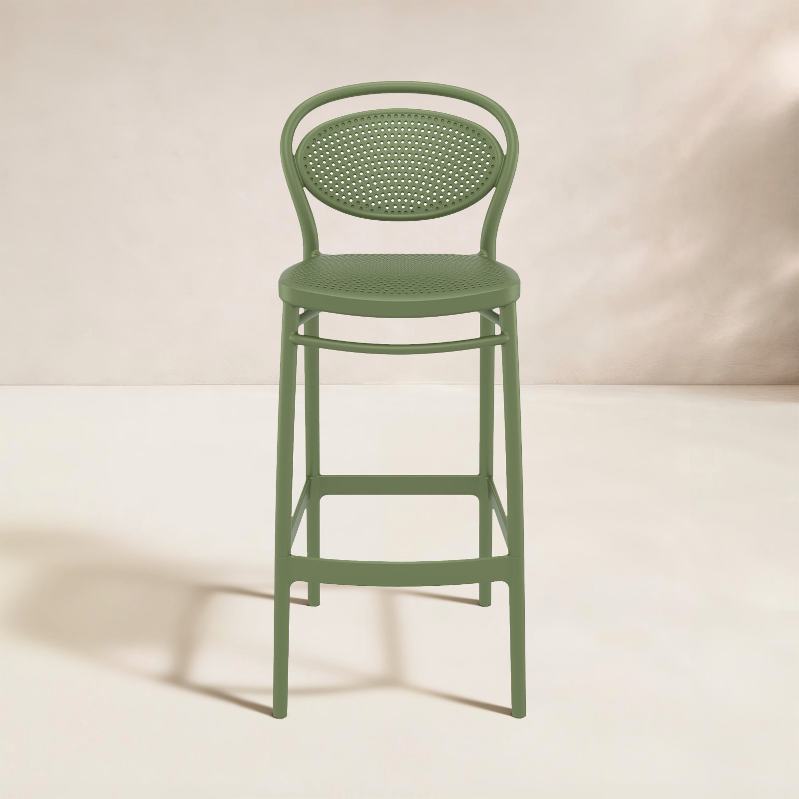 Farrah Outdoor Bar Stool, Olive Green, Bar Stool (29.5" Seat Height)
