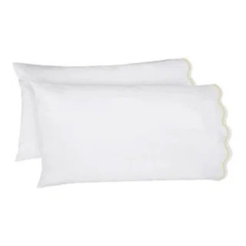 400TC Cotton Scallop Embroidery Cotton 4 Piece Sheet Set Fitted Sheet Fits Upto 16" Deep Pocket, Ivory, Yes