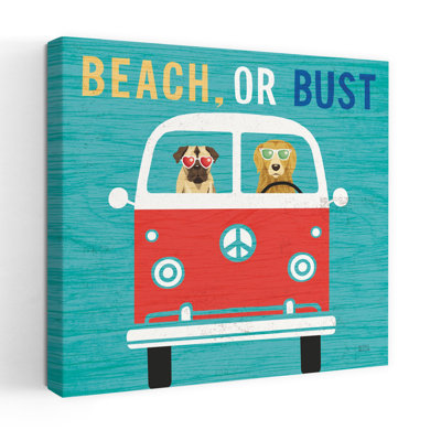 Beach Bums Bus Whimsical Dog Coastal Art