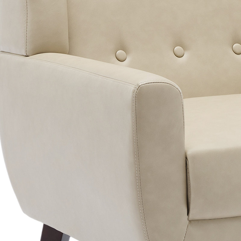 Jaqueze 73.2Cm Wide Tufted Armchair, Cream Faux Leather