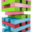 Hé! Jouez! Tour empilable en bois non conventionnel avec dés, jeu de cour extérieur, pour adultes, enfants, garçons et filles (couleur arc-en-ciel)