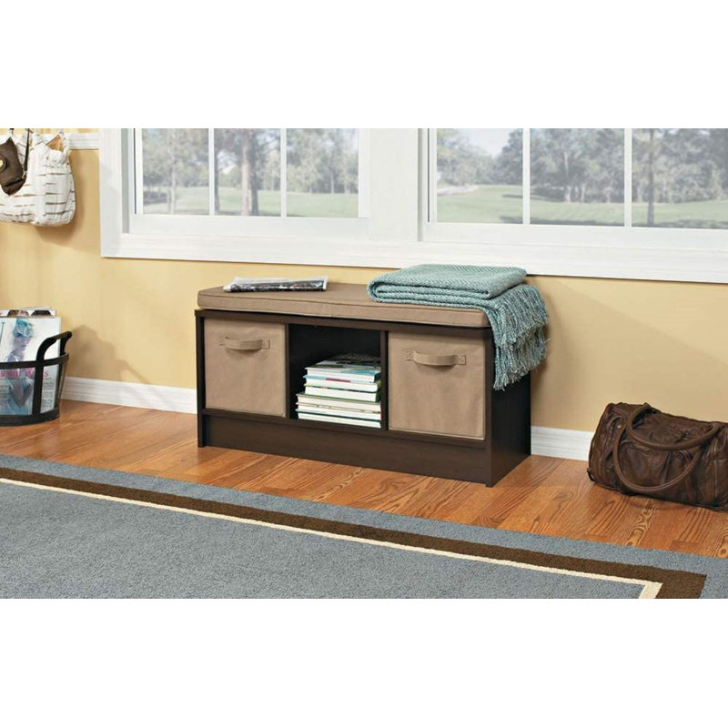 Cubeicals 3-Cube Storage Bench, White, Espresso