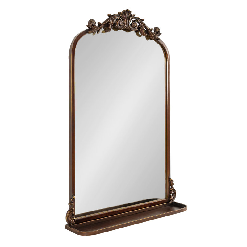 Stride Metal Arch Mirror with Shelves, Bronze, 31.5" x 21"
