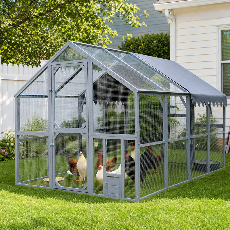 Grand enclos extérieur pour poulailler de 110 po avec couvercle amovible imperméable, cage en métal pour chatons, poulets et petits animaux, verrou sécuritaire et 2 portes