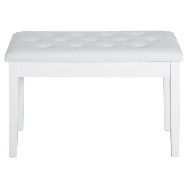 Siège de piano blanc en similicuir avec cadre en bois pour deux joueurs, banc en duo blanc, coussins et fabrication solide