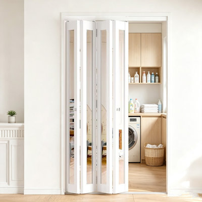 Portes pliantes pliantes en miroir à double usage avec quincaillerie incluse